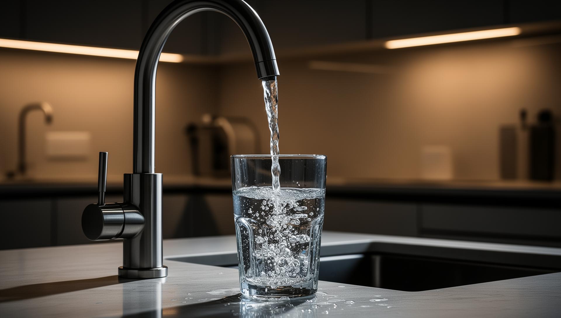 Clean filtered water from reverse osmosis system