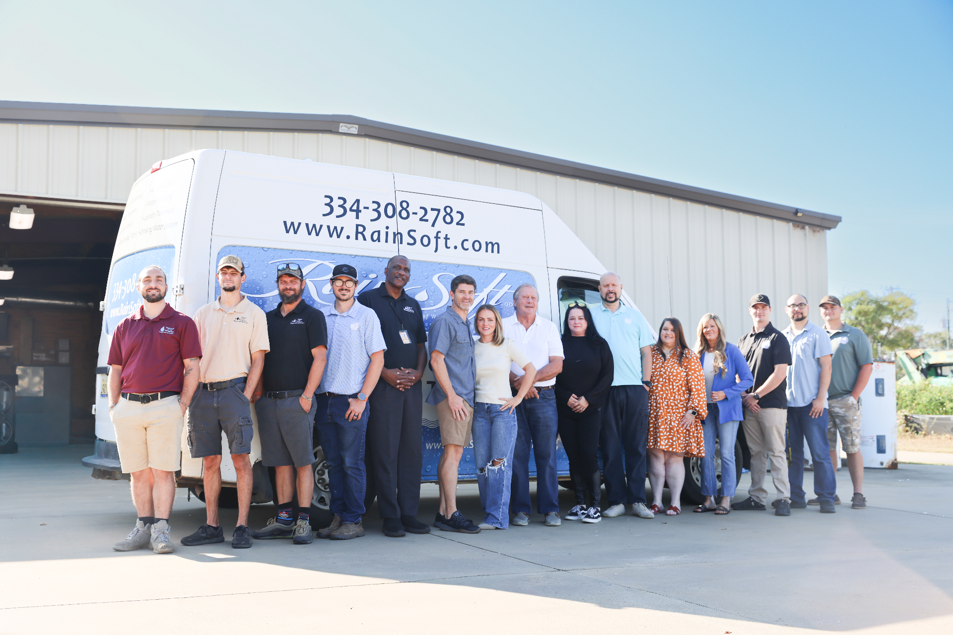 RainSoft team photo by service vehicle